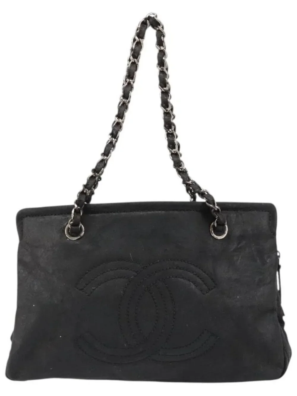 CHANEL COCO Mark Chain Shoulder Bag Patent leather Black Gold CC Auth hk3337